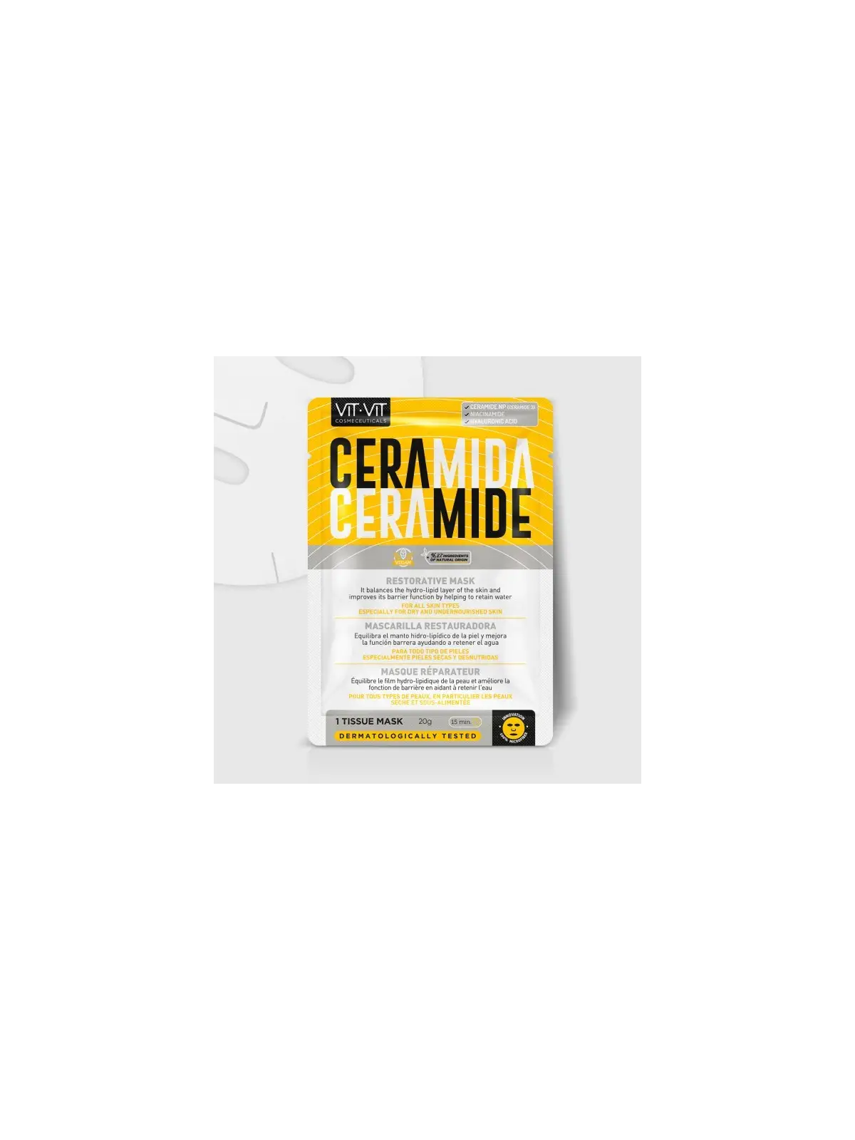 MÁSCARA DE TECIDO FACIAL CERAMIDE RESTORATIVE VIT VIT COSMETICS 20GR