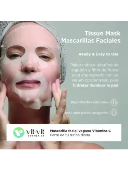MÁSCARA DE TECIDO FACIAL VITAMIN C VIT VIT COSMETICS 20GR