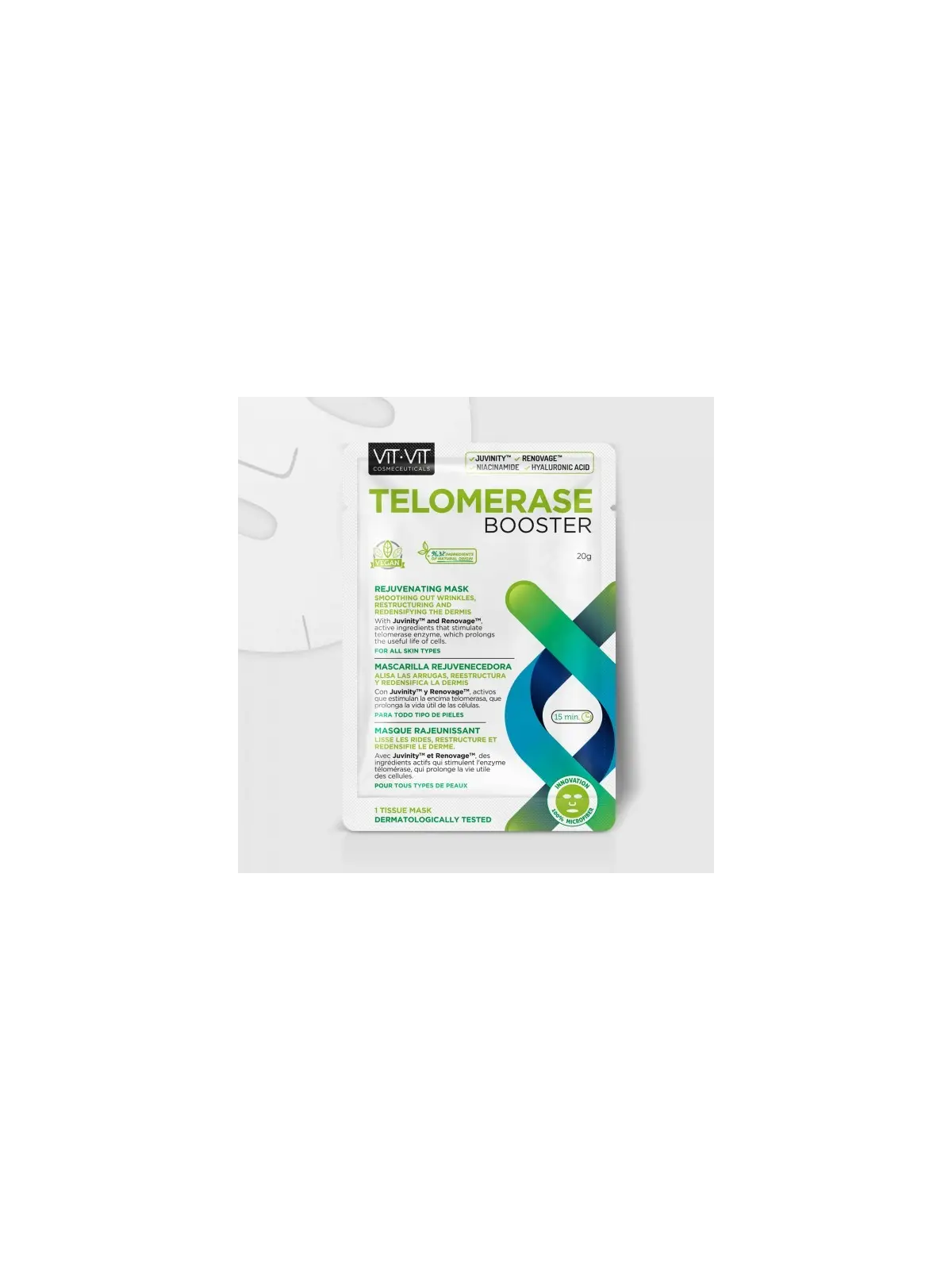MÁSCARA DE TECIDO FACIAL TELOMERASE BOOSTER VIT VIT COSMETICS 20GR