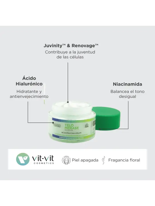 CREME DIÁRIO REJUVENESCEDOR TELOMERASE BOOSTER 50ML VIT VIT COSMETICS