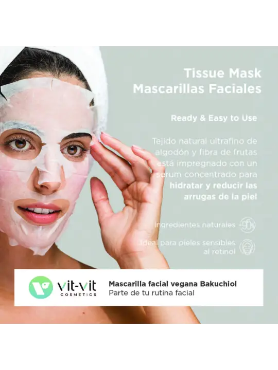 MÁSCARA DE TECIDO FACIAL ANTI-IDADE BAKUCHIOL VIT VIT COSMETICS 20GR