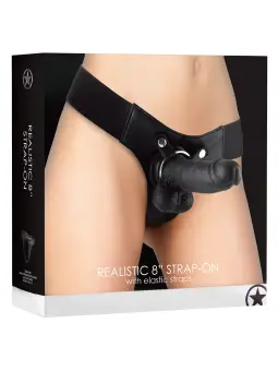 STRAP-ON REALISTA DE COURO OUCH! 8 POLEGADAS PRETO
