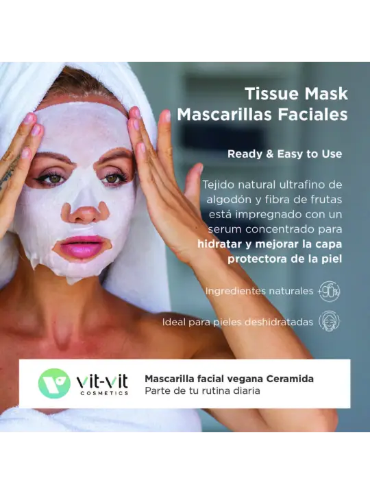 MÁSCARA DE TECIDO FACIAL CERAMIDE RESTORATIVE VIT VIT COSMETICS 20GR