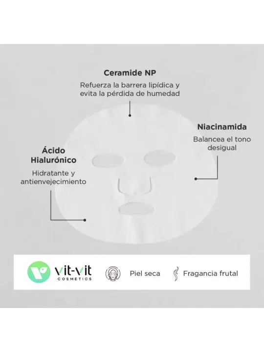 MÁSCARA DE TECIDO FACIAL CERAMIDE RESTORATIVE VIT VIT COSMETICS 20GR