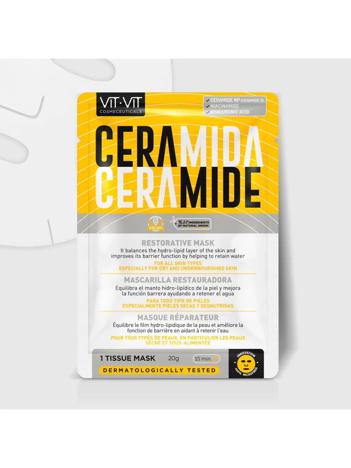 MÁSCARA DE TECIDO FACIAL CERAMIDE RESTORATIVE VIT VIT COSMETICS 20GR