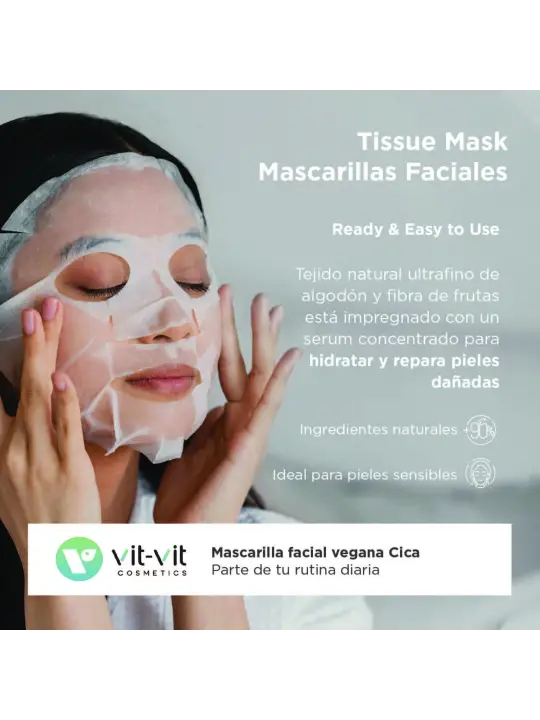 MÁSCARA DE TECIDO FACIAL CICA TIGERGRASS VIT VIT COSMETICS 20GR