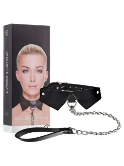 COLEIRA COM TRELA OUCH! EXCLUSIVE COLLAR WITH LEASH PRETA