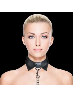 COLEIRA COM TRELA OUCH! EXCLUSIVE COLLAR WITH LEASH PRETA