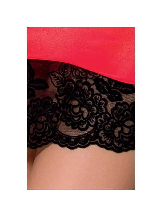 CAMISA DE NOITE E TANGA POLINA VERMELHO PASSION