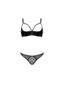 CONJUNTO DE 2 PEÇAS COM SUTIÃ ABERTO MARINA PRETO DEVIL COLLECTION PASSION