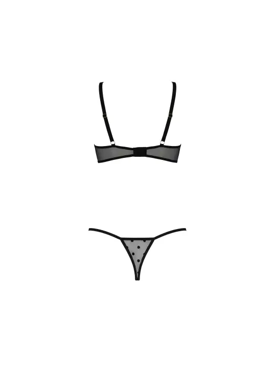 CONJUNTO DE 2 PEÇAS COM SUTIÃ ABERTO MARINA PRETO DEVIL COLLECTION PASSION