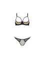 CONJUNTO DE 2 PEÇAS COM SUTIÃ ABERTO MARINA BEGE DEVIL COLLECTION PASSION