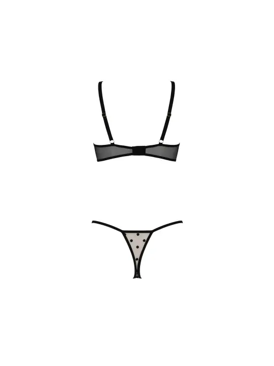 CONJUNTO DE 2 PEÇAS COM SUTIÃ ABERTO MARINA BEGE DEVIL COLLECTION PASSION