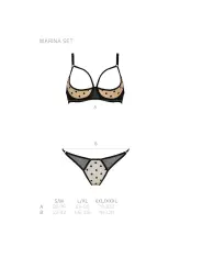 CONJUNTO DE 2 PEÇAS COM SUTIÃ ABERTO MARINA BEGE DEVIL COLLECTION PASSION