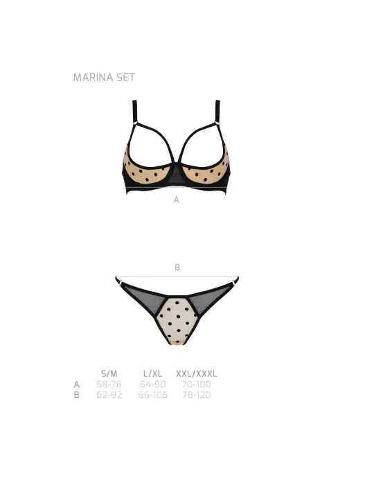CONJUNTO DE 2 PEÇAS COM SUTIÃ ABERTO MARINA BEGE DEVIL COLLECTION PASSION