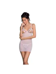 CAMISA DE NOITE E TANGA LOVELIA BRANCO PASSION