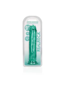 DILDO STRAIGHT REALISTIC CRYSTAL CLEAR 9 /23 CM VERDE REALROCK