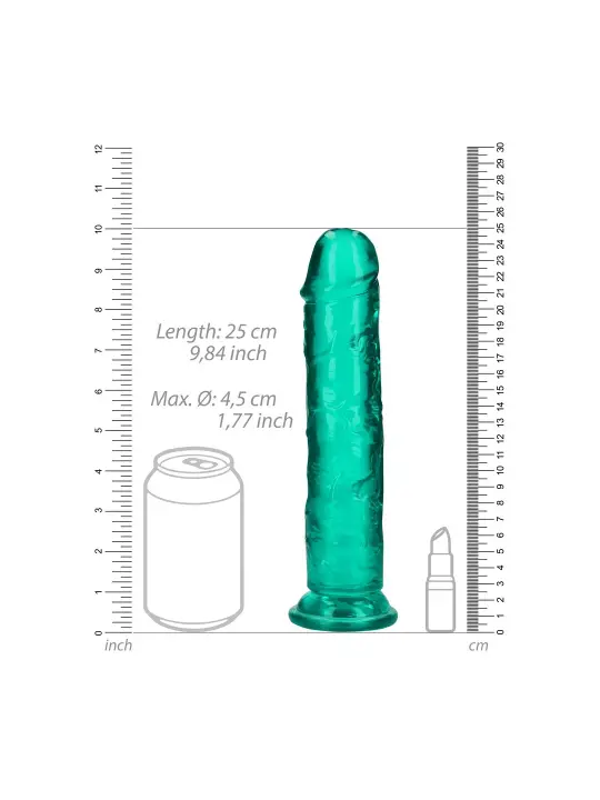 DILDO STRAIGHT REALISTIC CRYSTAL CLEAR 9 /23 CM VERDE REALROCK