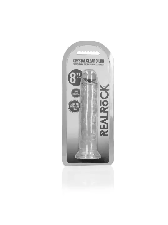 DILDO STRAIGHT REALISTIC CRYSTAL CLEAR 8 /20 CM TRANSPARENTE REALROCK