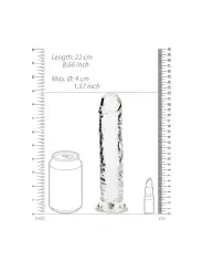 DILDO STRAIGHT REALISTIC CRYSTAL CLEAR 8 /20 CM TRANSPARENTE REALROCK