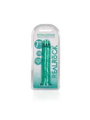 DILDO STRAIGHT REALISTIC CRYSTAL CLEAR 7 /18 CM VERDE REALROCK