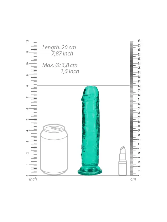 DILDO STRAIGHT REALISTIC CRYSTAL CLEAR 7 /18 CM VERDE REALROCK