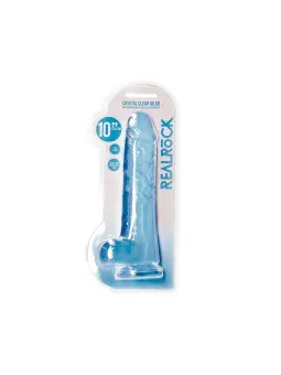 DILDO REALISTA COM TESTÍCULOS CRYSTAL CLEAR 10 /25,4 CM AZUL REALROCK