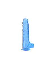DILDO REALISTA COM TESTÍCULOS CRYSTAL CLEAR 10 /25,4 CM AZUL REALROCK