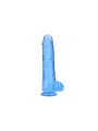 DILDO REALISTA COM TESTÍCULOS CRYSTAL CLEAR 10 /25,4 CM AZUL REALROCK