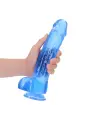 DILDO REALISTA COM TESTÍCULOS CRYSTAL CLEAR 10 /25,4 CM AZUL REALROCK
