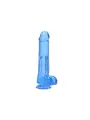 DILDO REALISTA COM TESTÍCULOS CRYSTAL CLEAR 10 /25,4 CM AZUL REALROCK