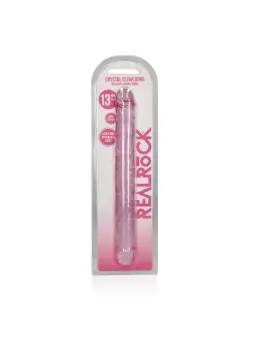 DILDO DUPLO CRYSTAL CLEAR 13 /34 CM ROSA REALROCK