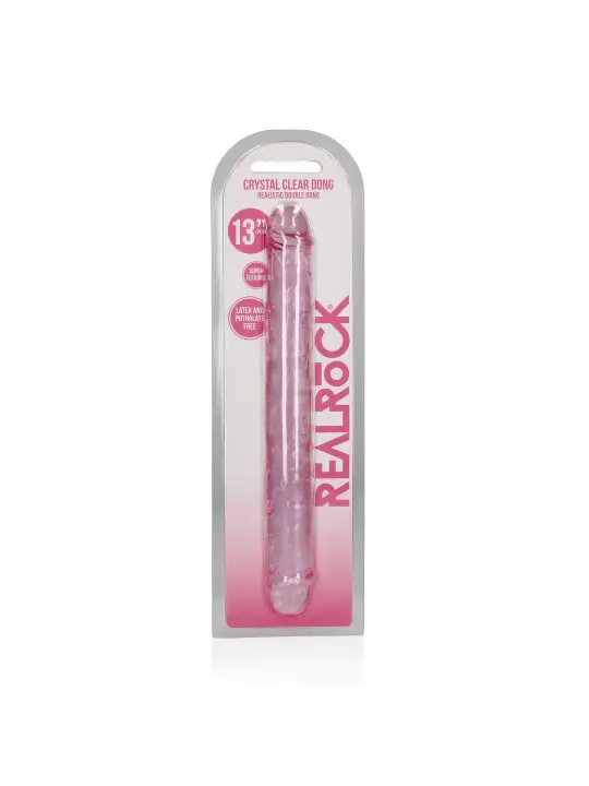 DILDO DUPLO CRYSTAL CLEAR 13 /34 CM ROSA REALROCK