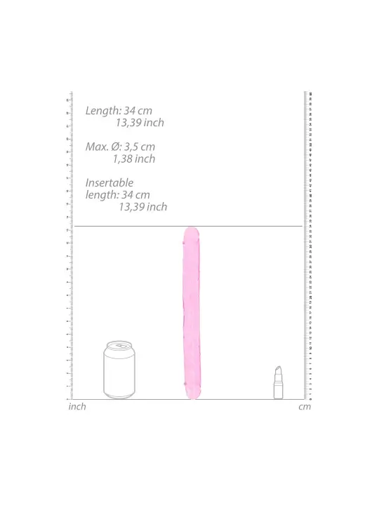 DILDO DUPLO CRYSTAL CLEAR 13 /34 CM ROSA REALROCK
