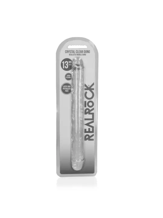 DILDO DUPLO CRYSTAL CLEAR 13 /34 CM  TRANSPARENTE REALROCK