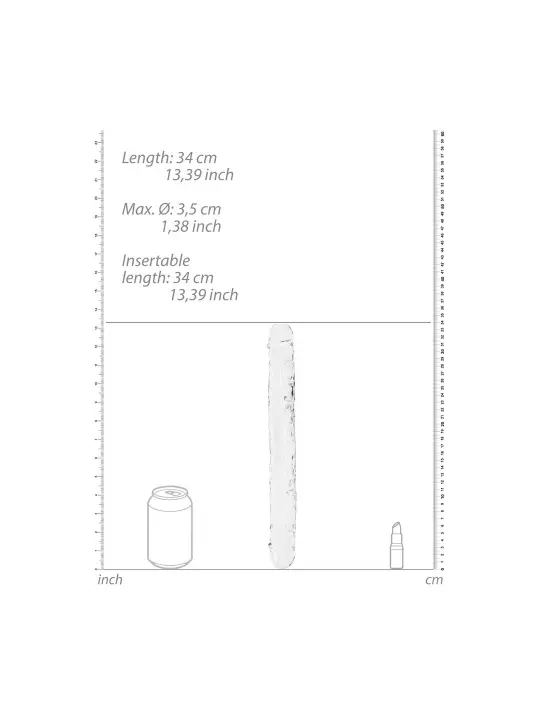 DILDO DUPLO CRYSTAL CLEAR 13 /34 CM  TRANSPARENTE REALROCK