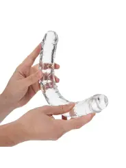 DILDO DUPLO CRYSTAL CLEAR 13 /34 CM  TRANSPARENTE REALROCK