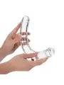DILDO DUPLO CRYSTAL CLEAR 13 /34 CM  TRANSPARENTE REALROCK