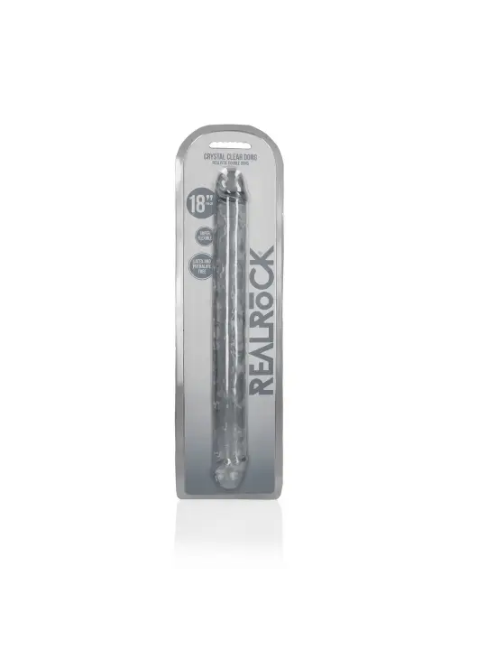 DILDO DUPLO CRYSTAL CLEAR 18 /45 CM TRANSPARENTE REALROCK