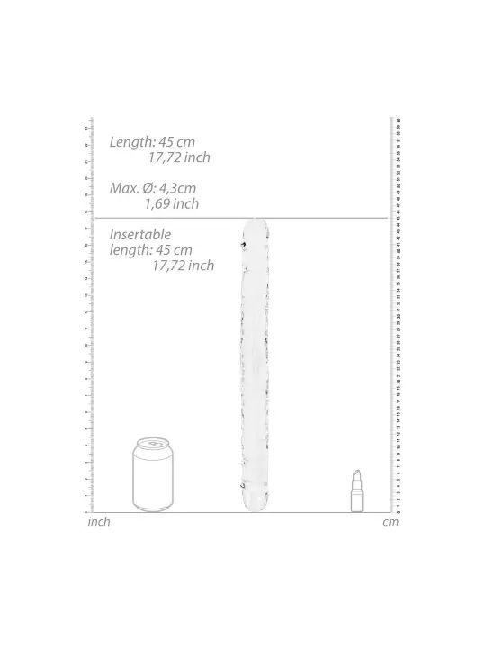 DILDO DUPLO CRYSTAL CLEAR 18 /45 CM TRANSPARENTE REALROCK