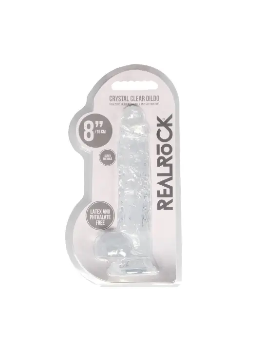 DILDO REALISTA COM TESTÍCULOS CRYSTAL CLEAR 8 /21CM REALROCK