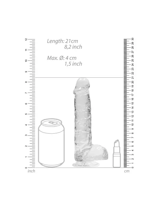 DILDO REALISTA COM TESTÍCULOS CRYSTAL CLEAR 8 /21CM REALROCK