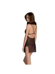 CAMISA DE NOITE E TANGA DELIENA PRETA PASSION