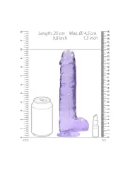 DILDO REALISTA COM TESTÍCULOS CRYSTAL CLEAR 9 /23 CM REALROCK