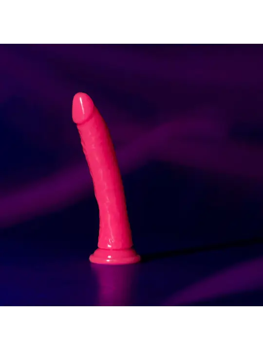 DILDO SLIM REALISTIC GLOW IN THE DARK 8'' / 20 CM ROSA REALROCK