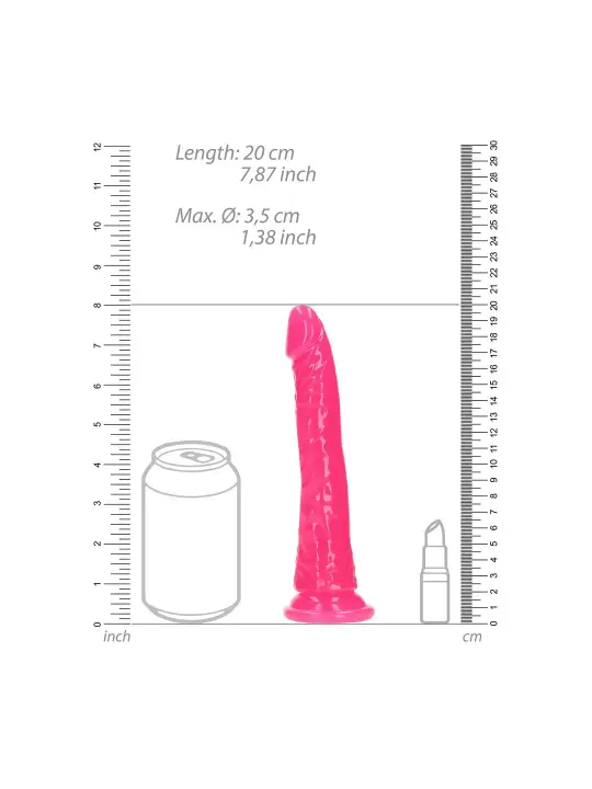DILDO SLIM REALISTIC GLOW IN THE DARK 7'' / 18 CM ROSA REALROCK