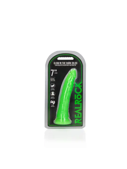 DILDO SLIM REALISTIC GLOW IN THE DARK 7'' / 18 CM REALROCK