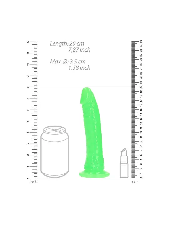 DILDO SLIM REALISTIC GLOW IN THE DARK 7'' / 18 CM REALROCK