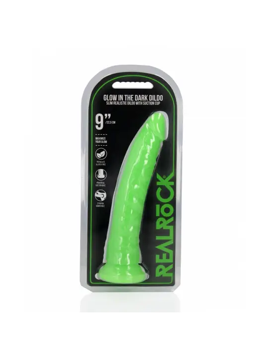 DILDO SLIM REALISTIC GLOW IN THE DARK 9'' / 22,5 CM REALROCK