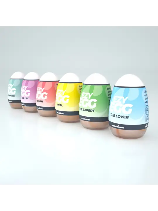CAIXA COM 6 OVOS MASTURBADORES EZY EGG CRUSHIOUS